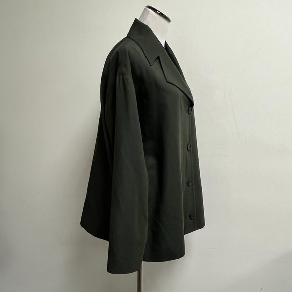 Lat Naylor Think Tank vintage olive army green wool swing jacket 2 M lined - Picture 10 of 13